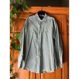 RALPH LAUREN BLAKE COTTON SHIRT Mens Sz XL White Green Stripes